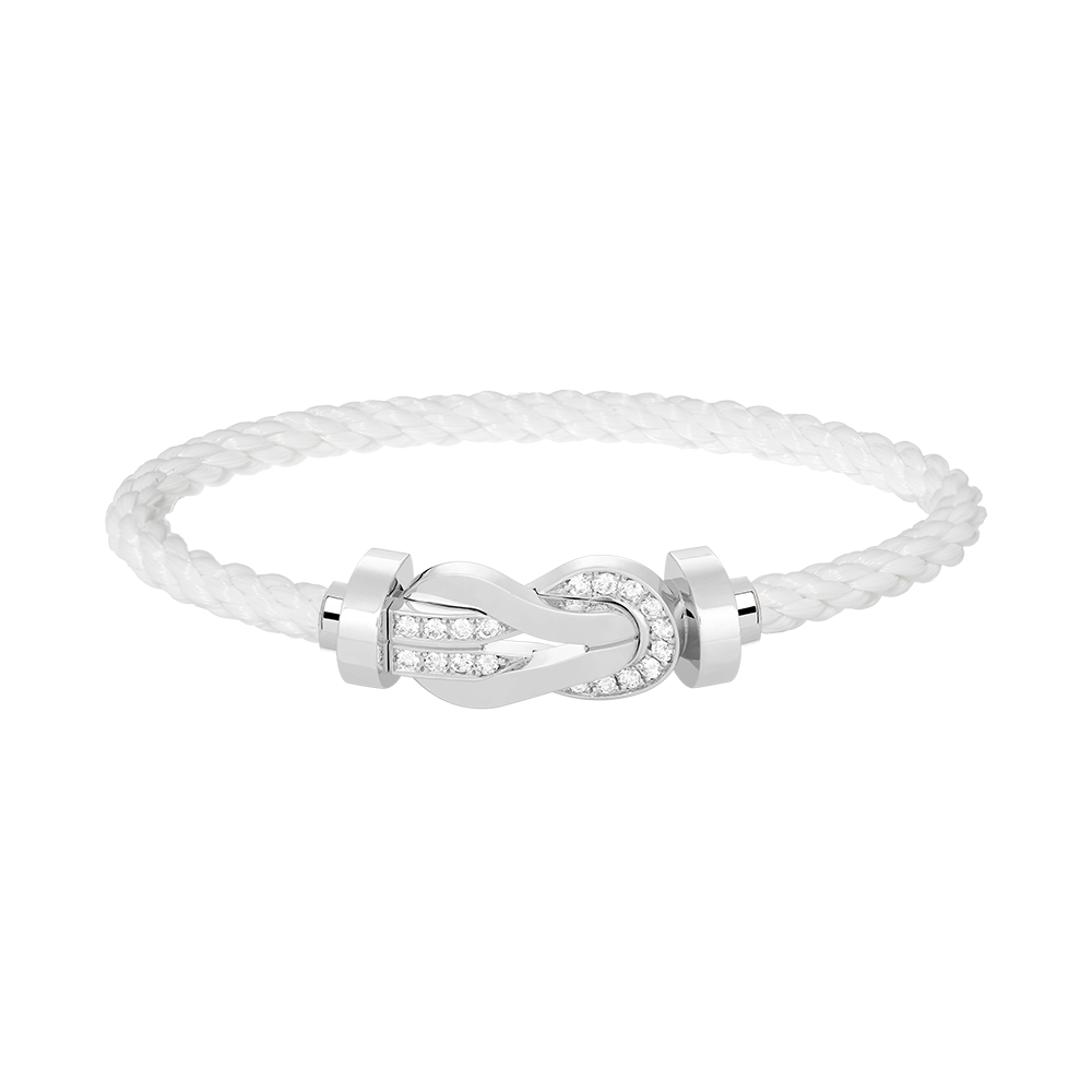 TimiCHANCE LARGE 8 FIGURE BUCKLE HALF DIAMOND BRACELET SILVER