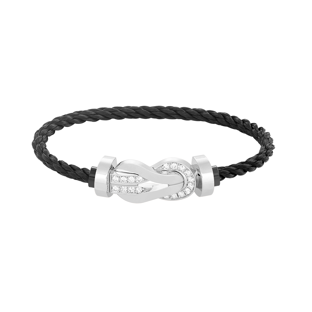 TimiCHANCE LARGE 8 FIGURE BUCKLE HALF DIAMOND BRACELET SILVER
