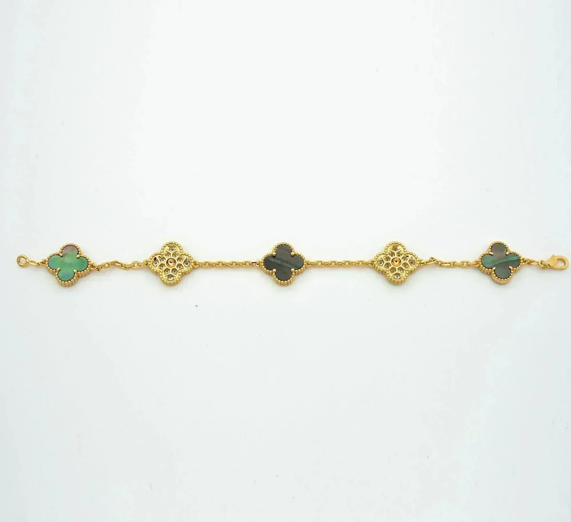 [Timi]New  CLOVER 5 MOTIF GRAY MOP BRACELET COLLECTION