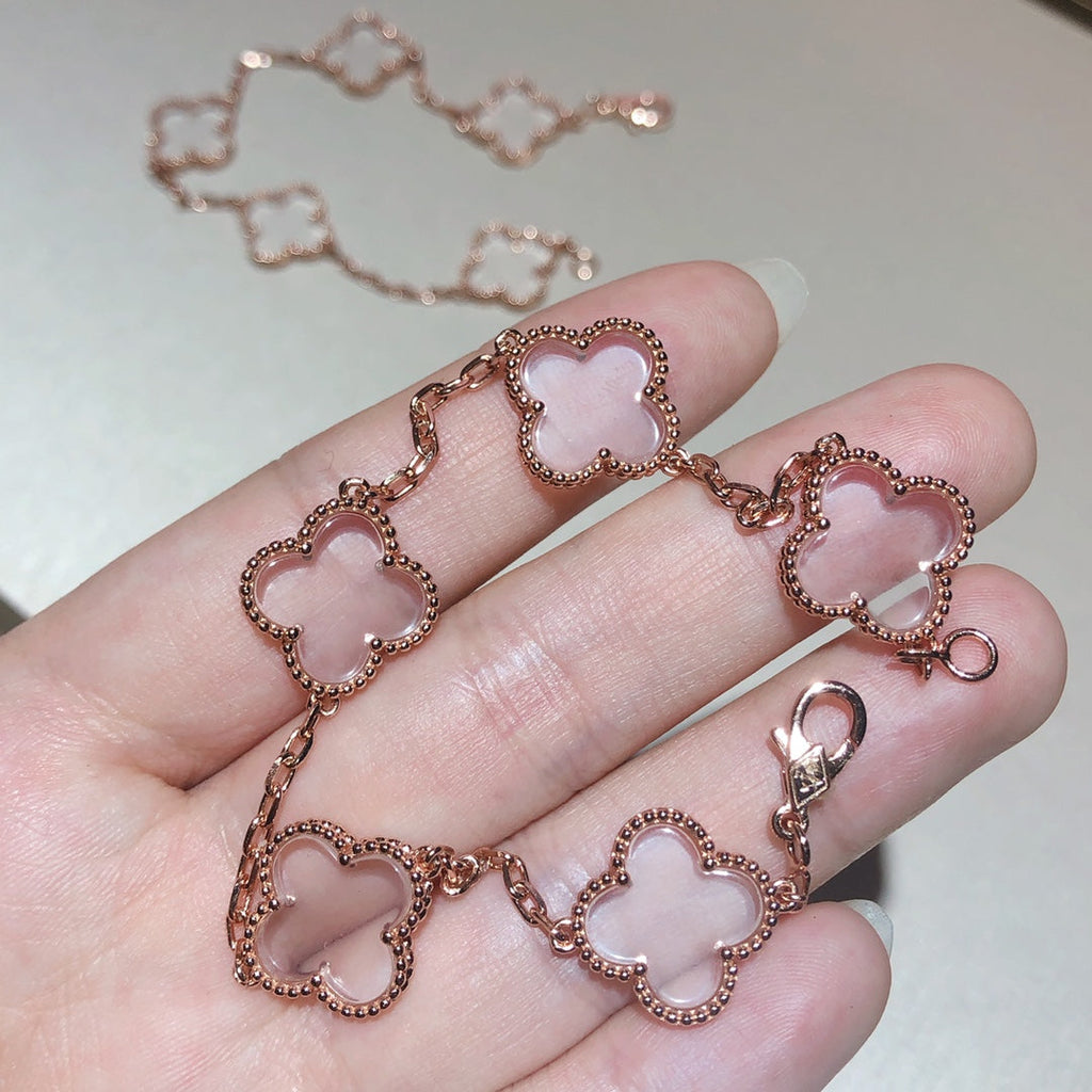 [Timi]New CLOVER 5 MOTIF ROCK CRYSTAL BRACELET