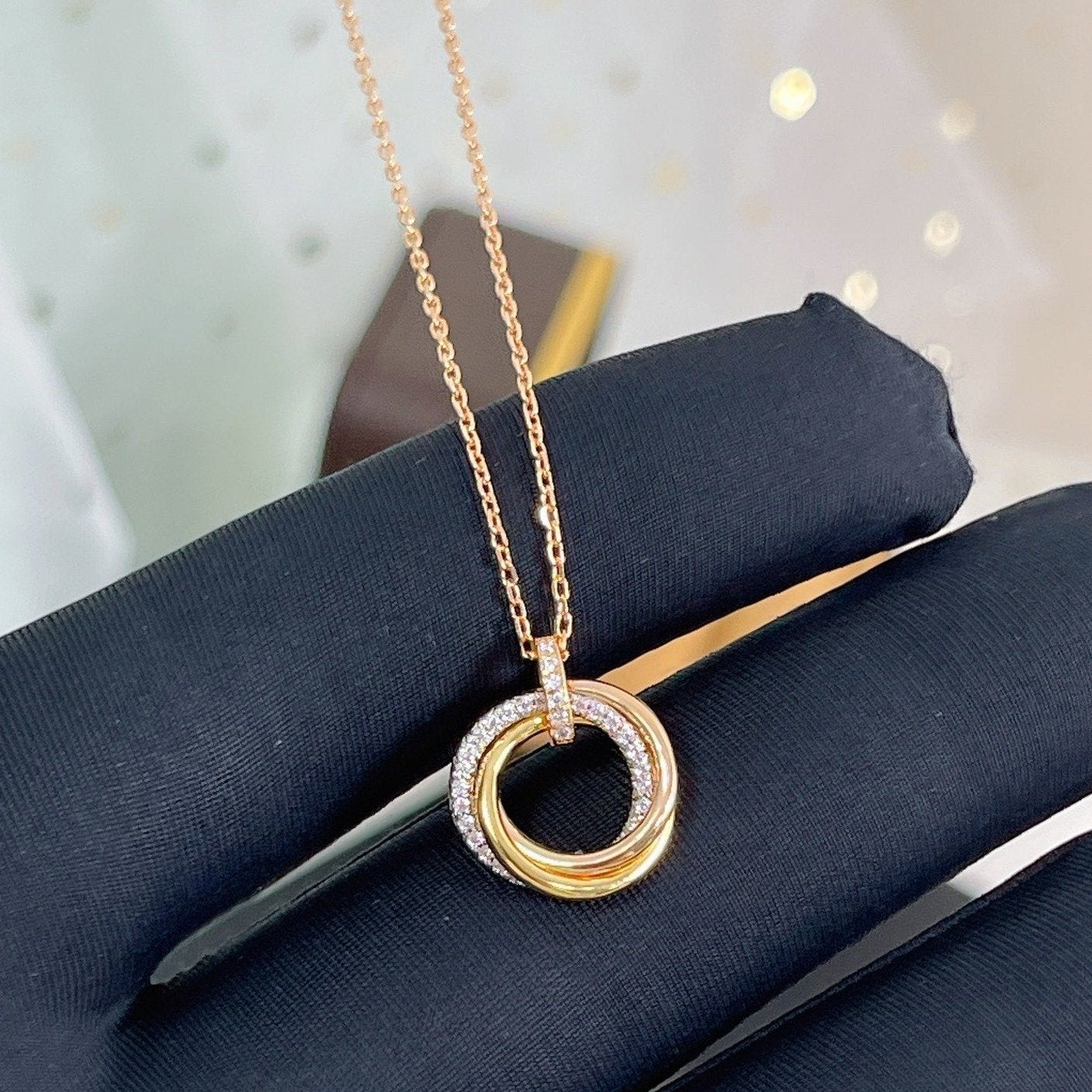 TimiTRINITY NECKLACE SILVER GOLD PINK GOLD DIAMONDS