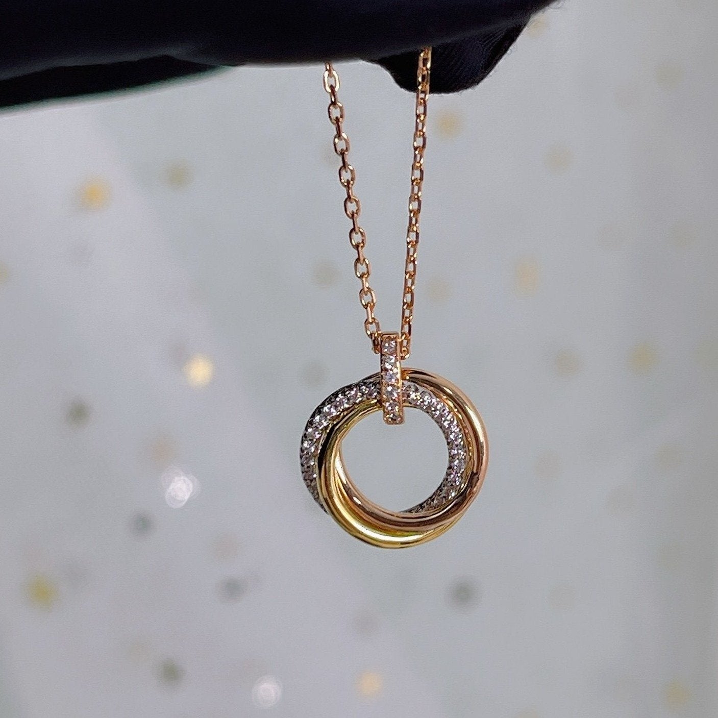 TimiTRINITY NECKLACE SILVER GOLD PINK GOLD DIAMONDS