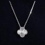 TimiCLOVER  15MM DIAMOND LASER NECKLACE SILVER