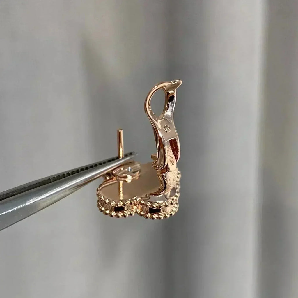TimiCLOVER MEDIUM 1 MOTIFS  PINK MOP DIAMOND EARRINGS