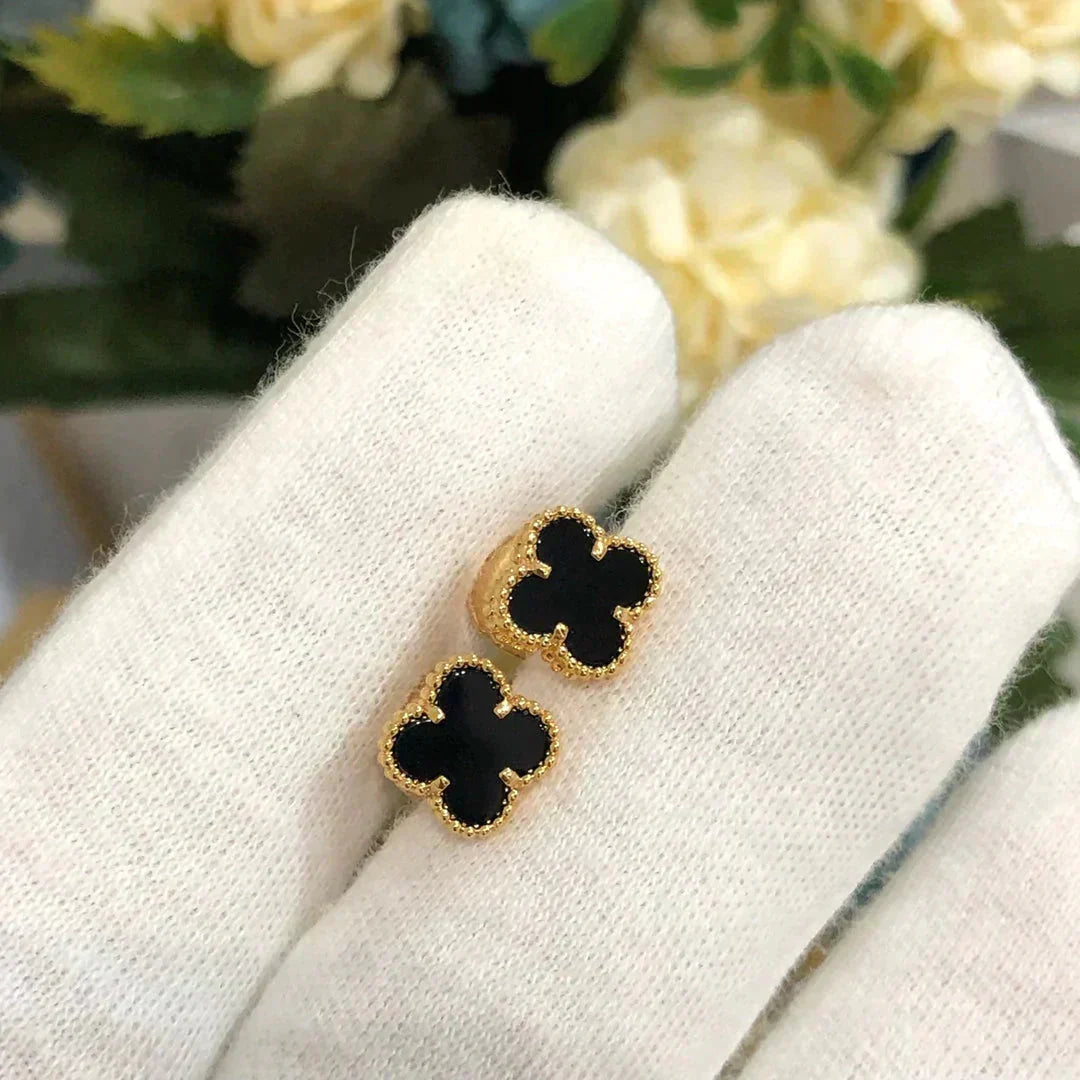 TimiCLOVER MINI 9.5MM BLACK MOP EARRINGS