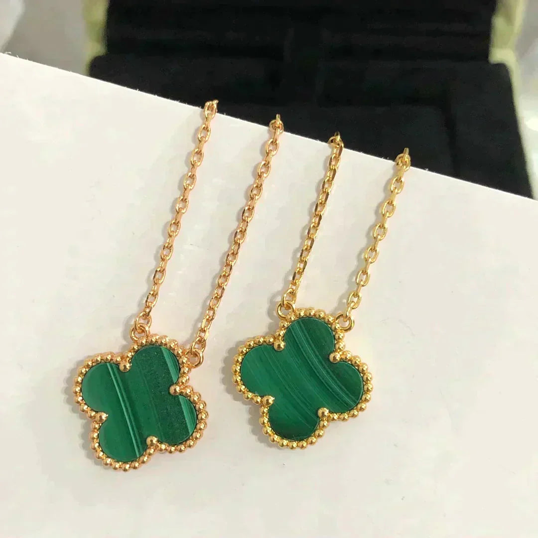 TimiCLOVER 15MM MALACHITE SINGLE FLOWER  NECKLACE