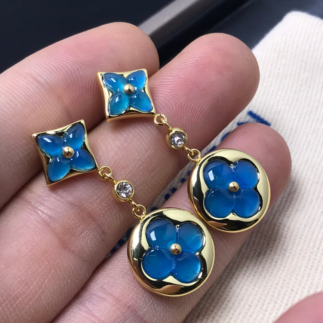 TimiSTAR AND SUN AGATE DIAMOND EARRINGS