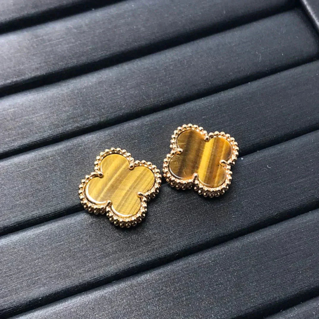 TimiCLOVER MEDIUM 1 MOTIFS TIGER EYE EARRINGS