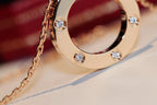 TimiLOVE NECKLACE 16MM 6 DIAMONDS PINK GOLD