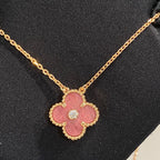 TimiCLOVER 15MM DIAMOND RHODONITE NECKLACE