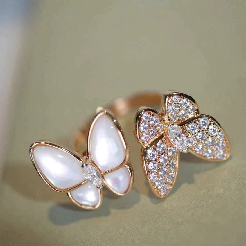 TimiTWIN BUTTERFLY DIAMOND MOP RING