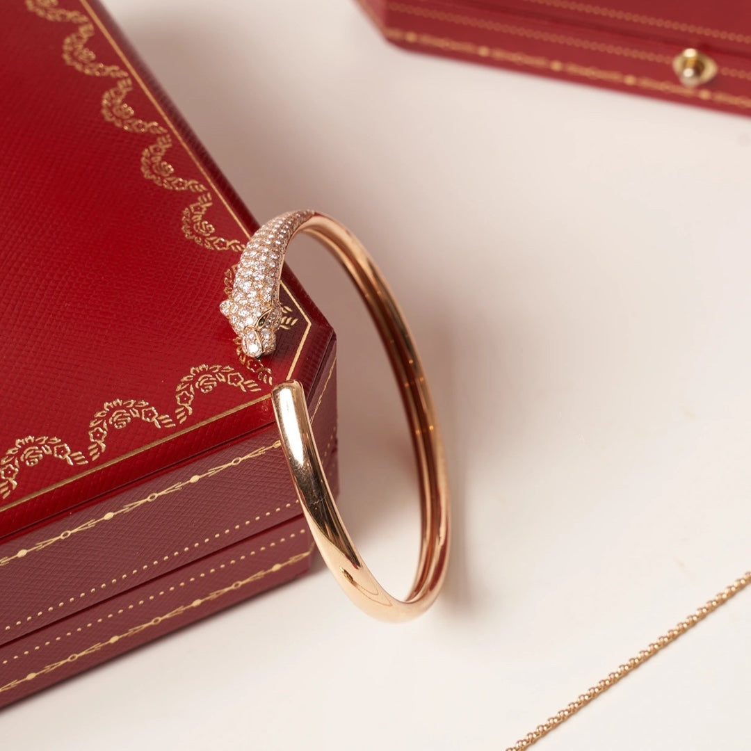 TimiPANTHERE ROSE GOLD DIAMOND OPEN BRACELET