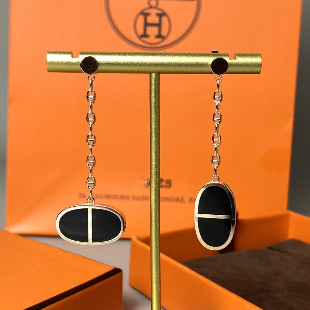 TimiCHAINE VERSO BLACK CERAMIC EARRINGS