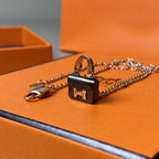 TimiCONSTANCE BLACK PEDANT PINK GOLD NECKLACE