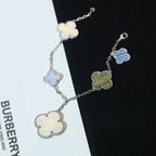 ¡®Timi¡¯CLOVER BRACELET 5 MOTIFS MOP CHALCEDONY SILVER