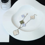 ¡®Timi¡¯CLOVER BRACELET 5 MOTIFS MOP CHALCEDONY SILVER