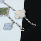 ¡®Timi¡¯CLOVER BRACELET 5 MOTIFS MOP CHALCEDONY SILVER