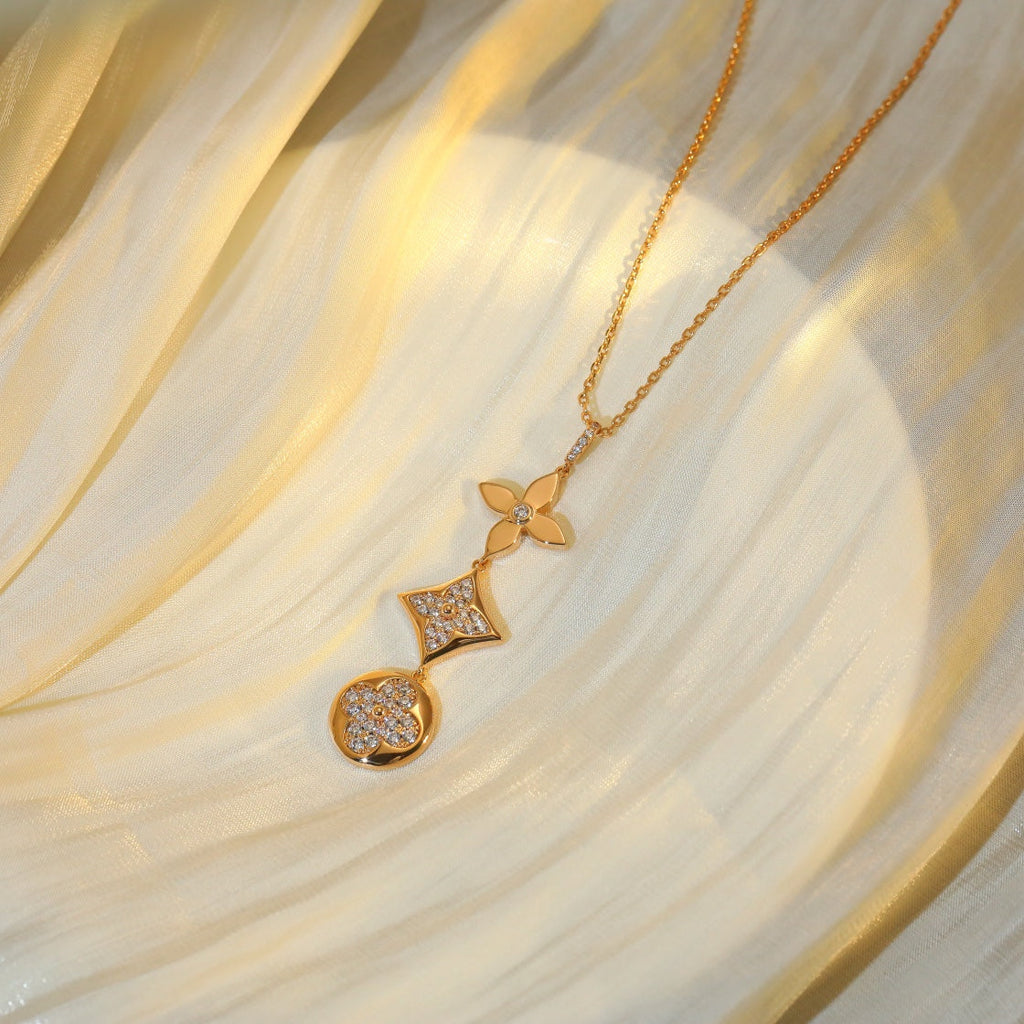 TimiSTAR AND SUN DIAMOND PINK GOLD NECKLACE