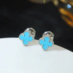 TimiCLOVER MINI 9.5MM ONYX STUD EARRINGS SILVER