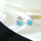 TimiCLOVER MINI 9.5MM ONYX STUD EARRINGS SILVER