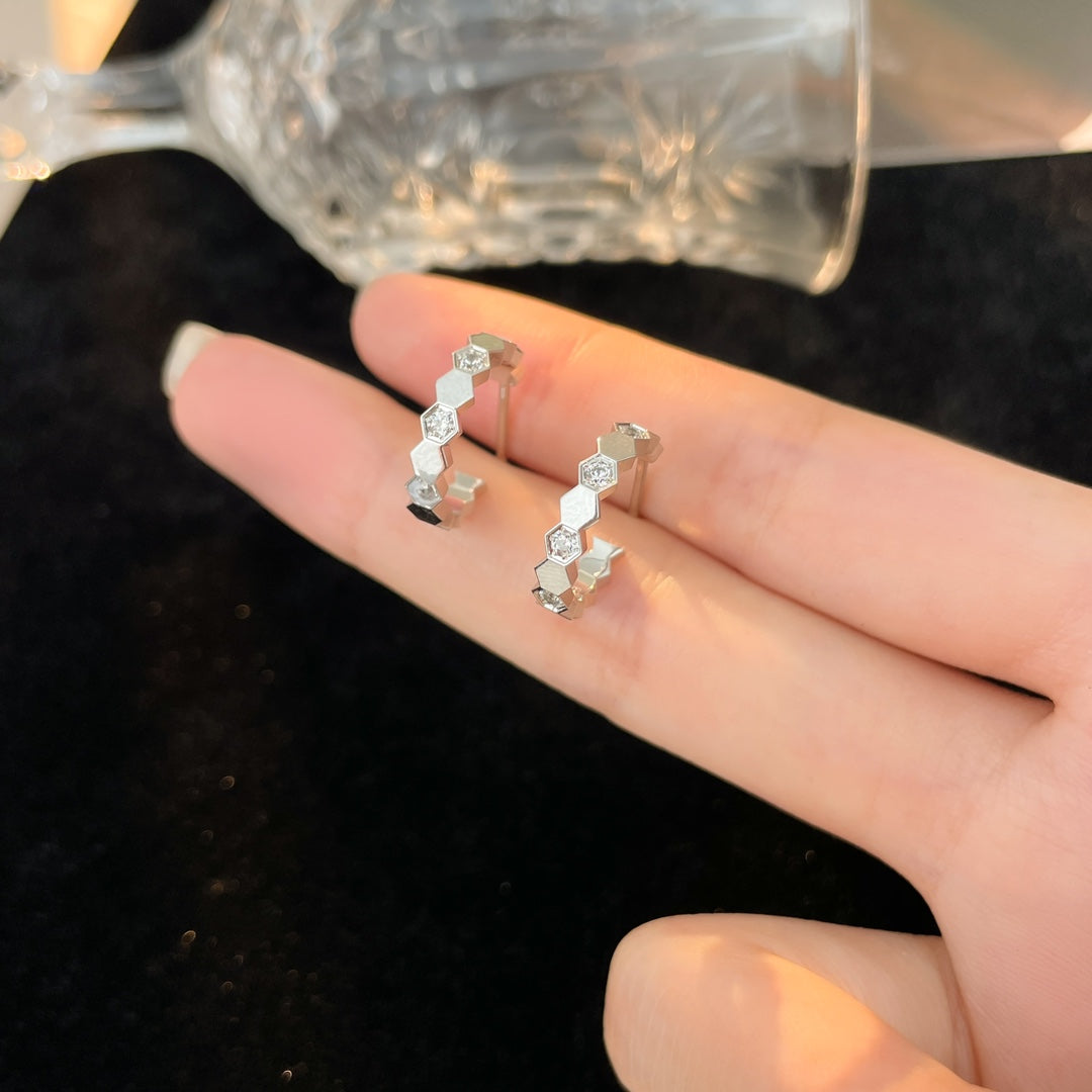 TimiBEE LOVE DIAMOND HOOP EARRINGS
