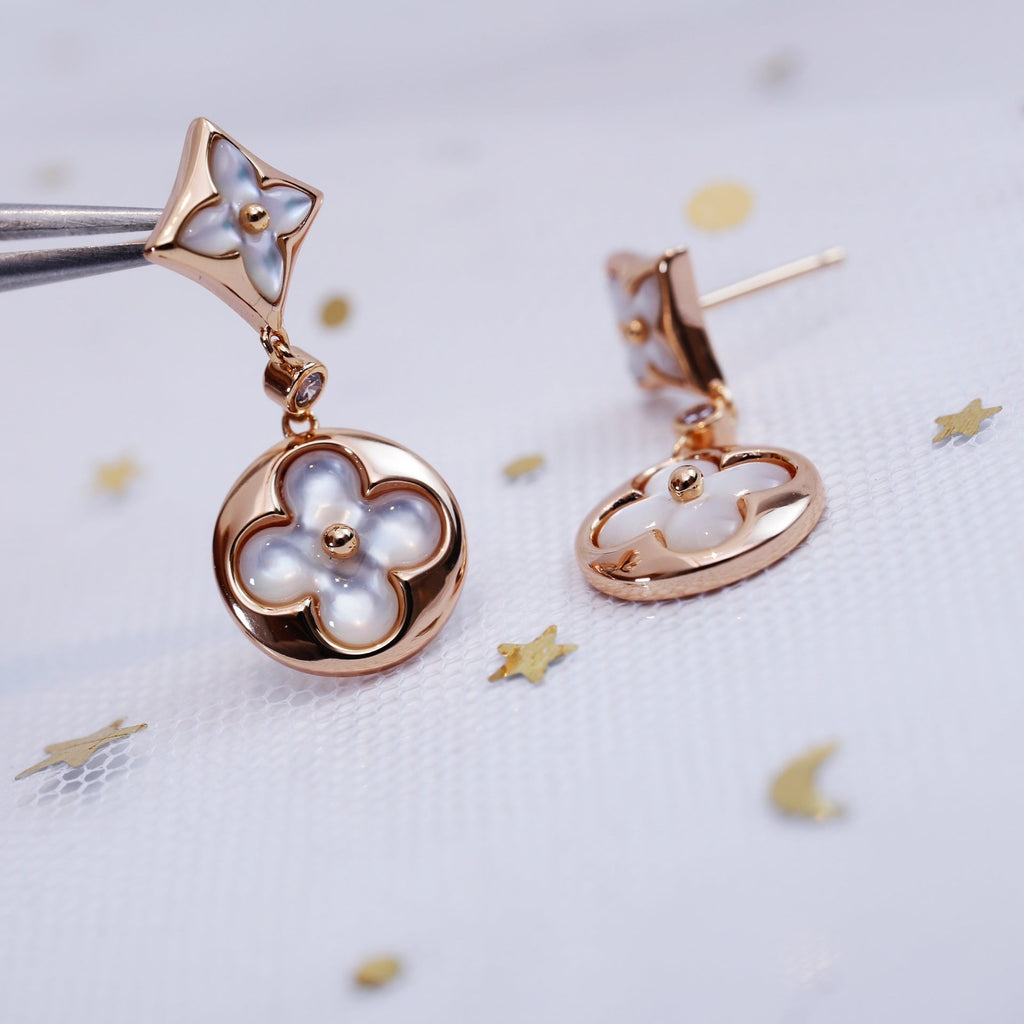 TimiSTAR AND SUN PINK GOLD MOP DROP EARRINGS