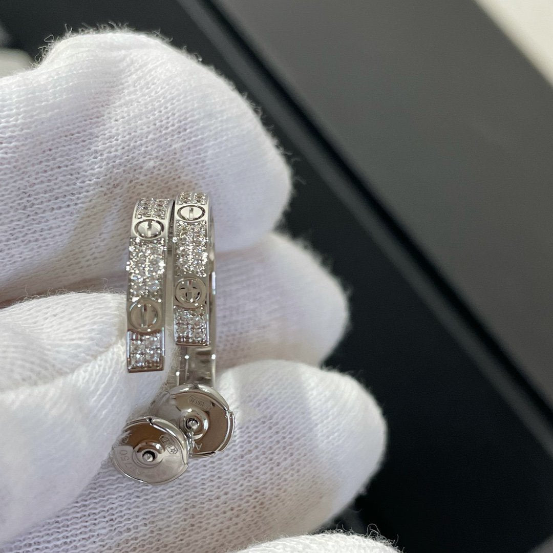 TimiLOVE DIAMOND SILVER HOOP EARRINGS