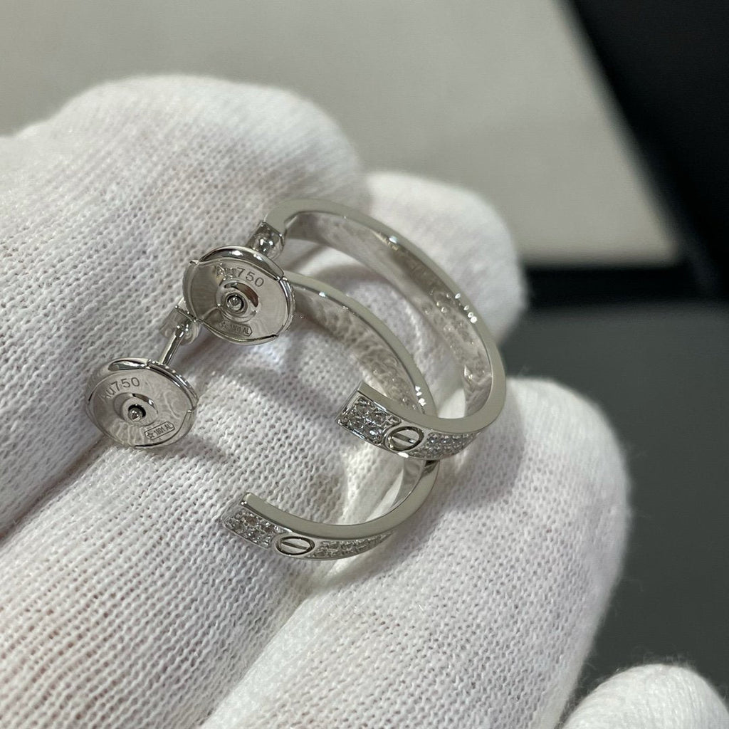 TimiLOVE DIAMOND SILVER HOOP EARRINGS