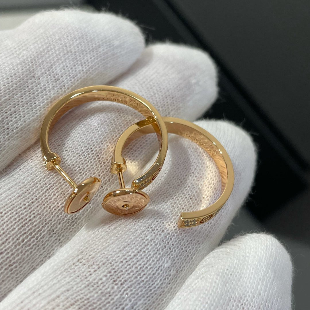 TimiLOVE DIAMOND PINK GOLD HOOP EARRINGS