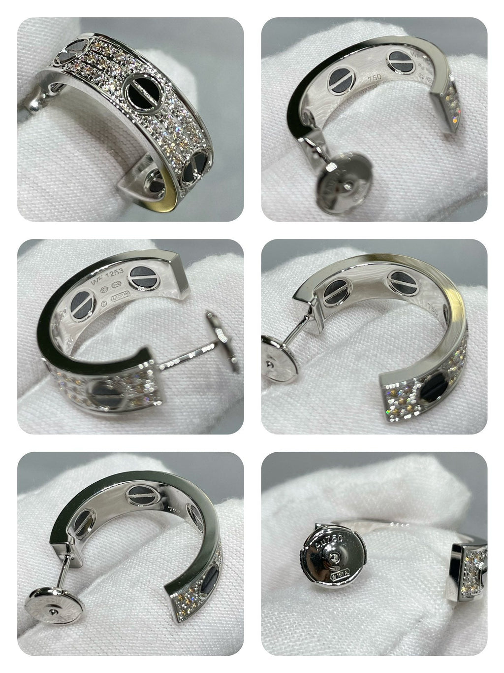 TimiLOVE CERAMIC DIAMOND PAVED SILVER EARRINGS
