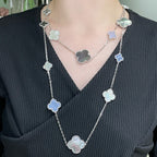 TimiCLOVER 16 MOTIF CHALCEDONY MOP SILVER NECKLACE