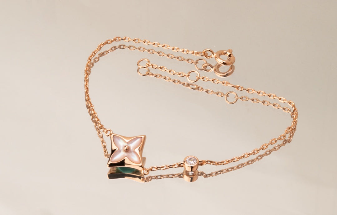 TimiSTAR PINK MOP 1 DIAMOND PINK GOLD NECKLACE