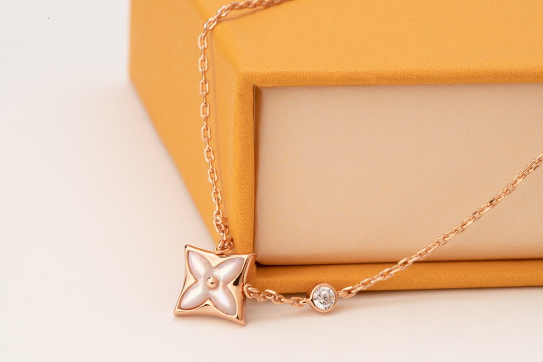 TimiSTAR PINK MOP 1 DIAMOND PINK GOLD NECKLACE