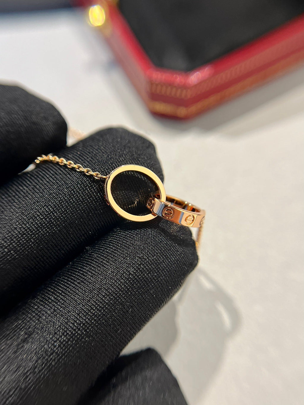 TimiLOVE NECKLACE DOUBLE RING PINK GOLD
