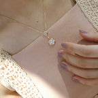 TimiSTAR AND SUN WHITE MOP 2 MOTIF PINK GOLD NECKLACE