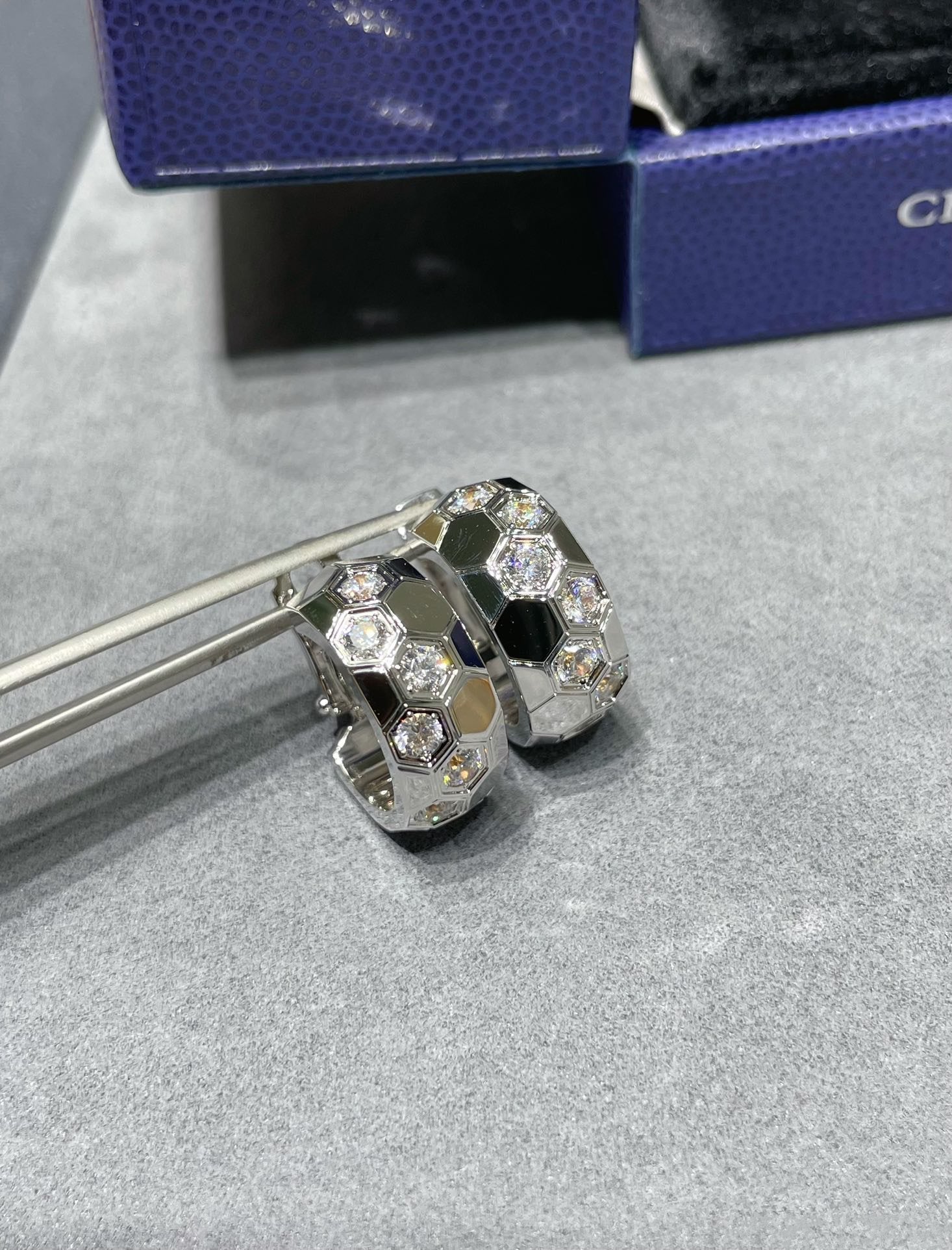 TimiBEE LOVE DIAMOND HOOP EARRINGS