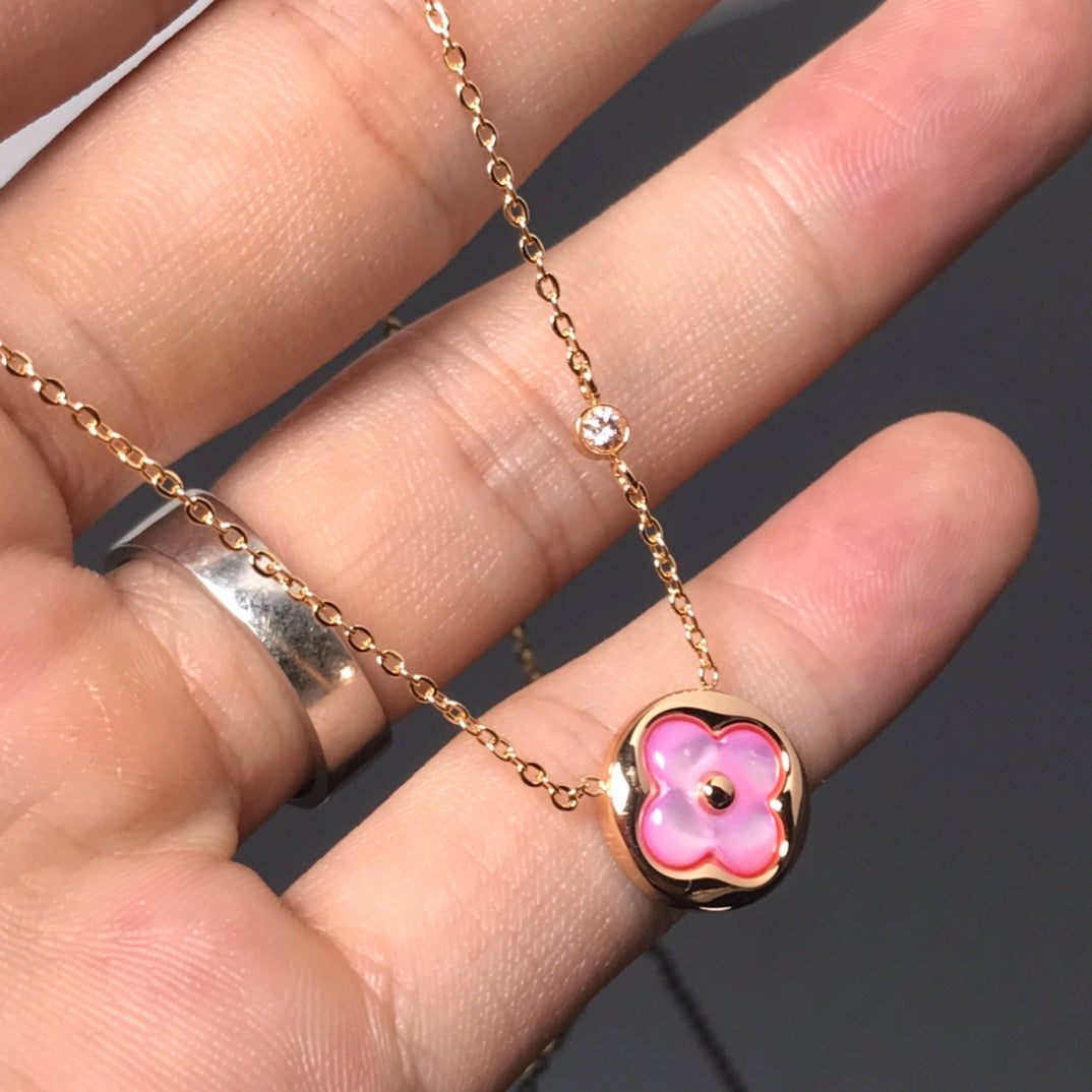 TimiCOLOR BLOSSOM PINK MOP SUN GOLD NECKLACE