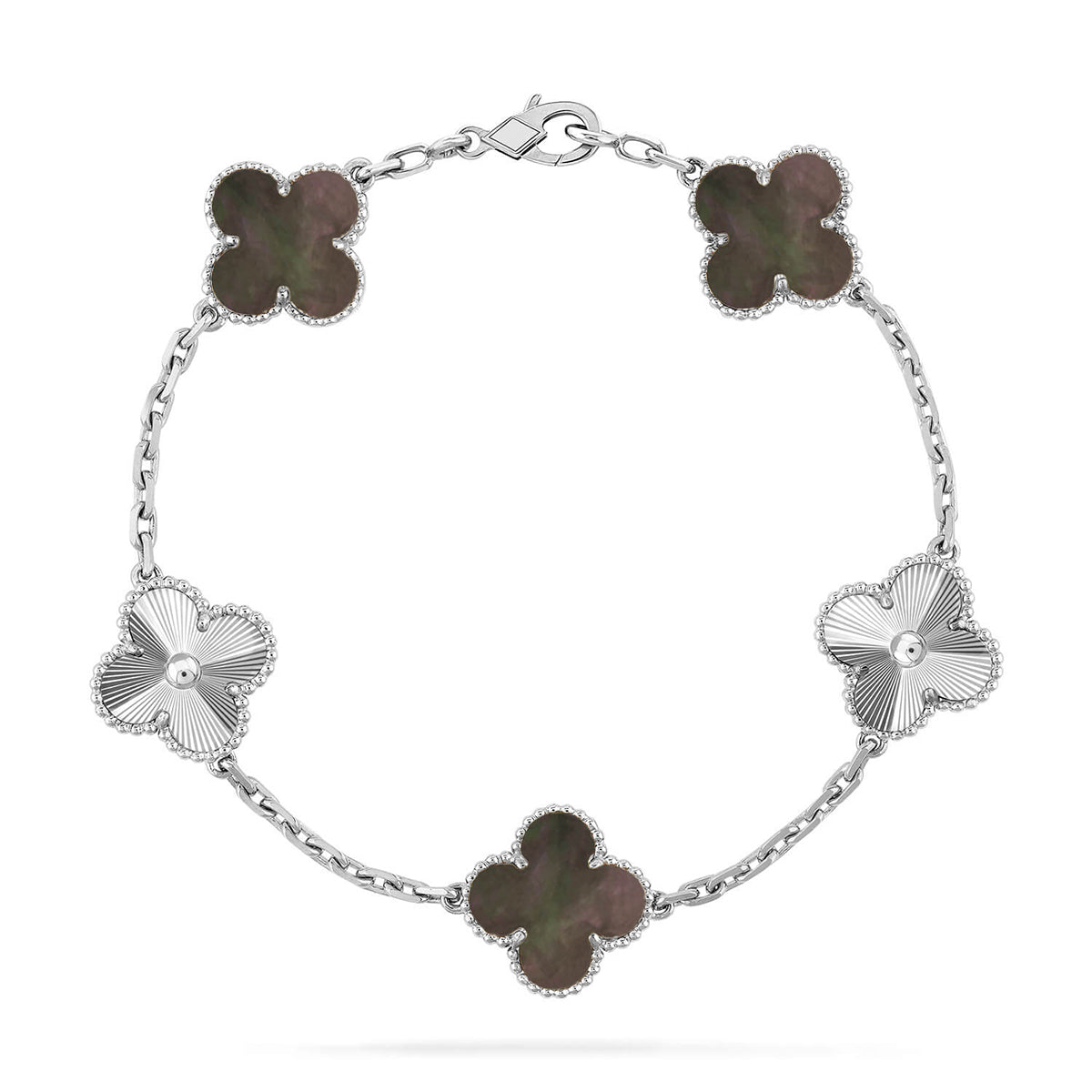 [Timi]New  CLOVER 5 MOTIF GRAY MOP BRACELET COLLECTION