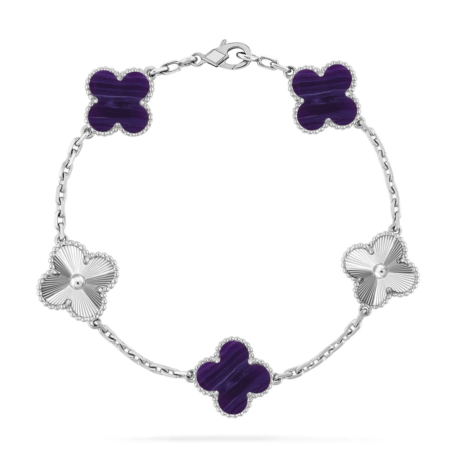 [Timi]New CLOVER 5 MOTIF PURPLE STRIPES BRACELET COLLECTION