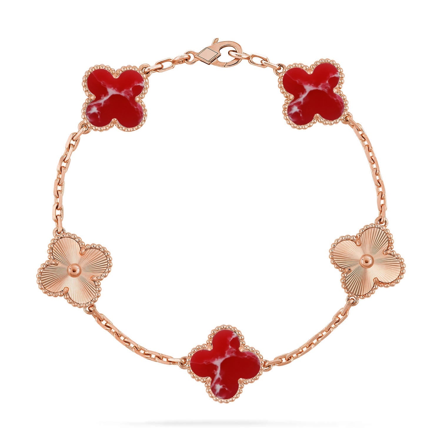 [Timi]New CLOVER 5 MOTIF RED PATTERN BRACELET COLLECTION
