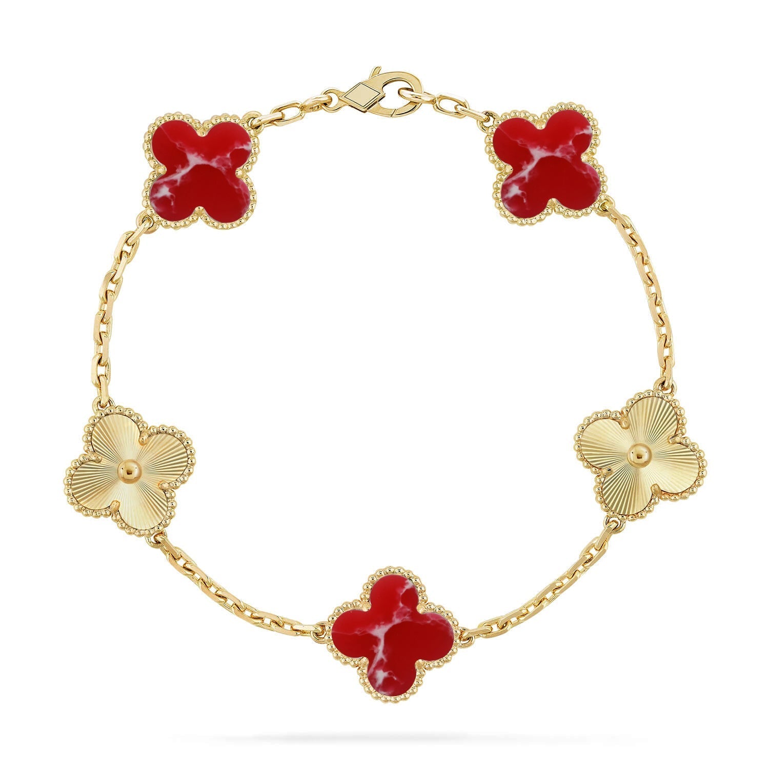 [Timi]New CLOVER 5 MOTIF RED PATTERN BRACELET COLLECTION
