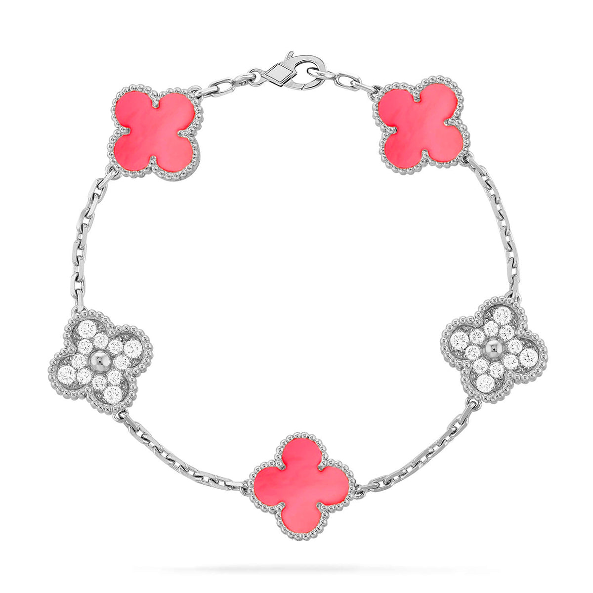 [Timi]New  CLOVER 5 MOTIFS  PINK MOP BRACELET COLLECTION
