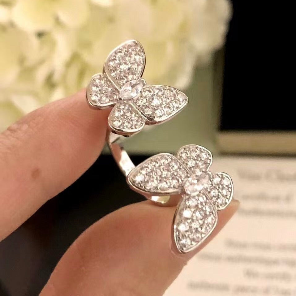 TimiTWIN SILVER BUTTERFLY DIAMOND RING