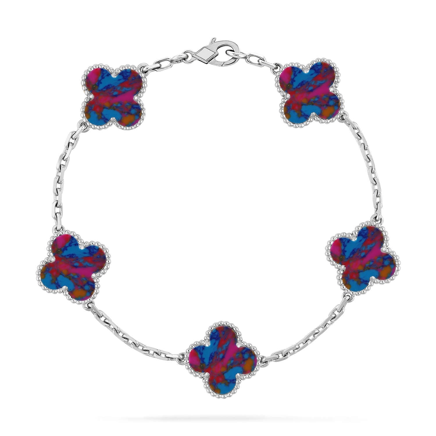 [Timi]New CLOVER 5 MOTIF COLOR GEMSTONES BRACELET COLLECTION
