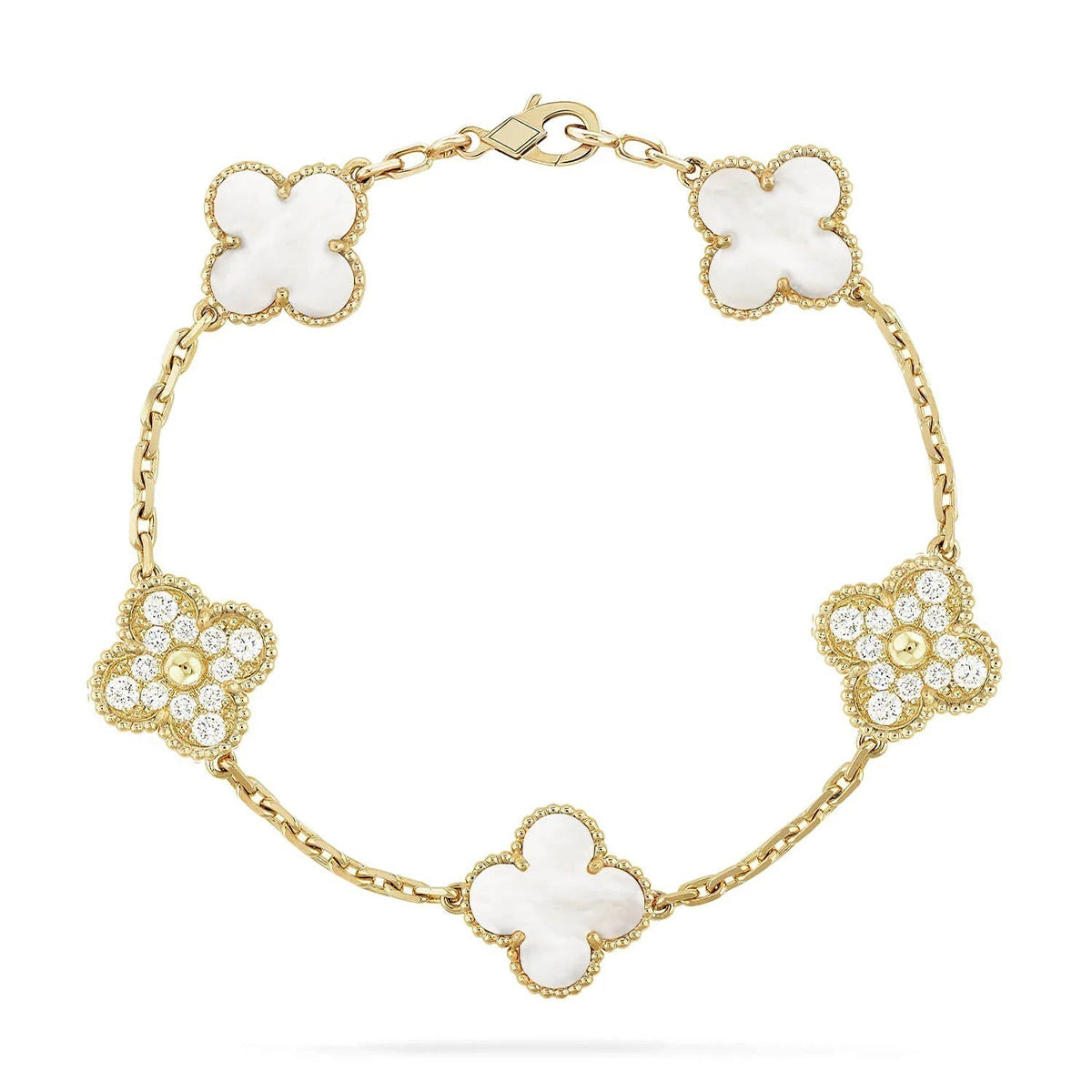 [Timi]New CLOVER WHITE PEARL MOP 5 MOTIF BRACELET COLLECTION