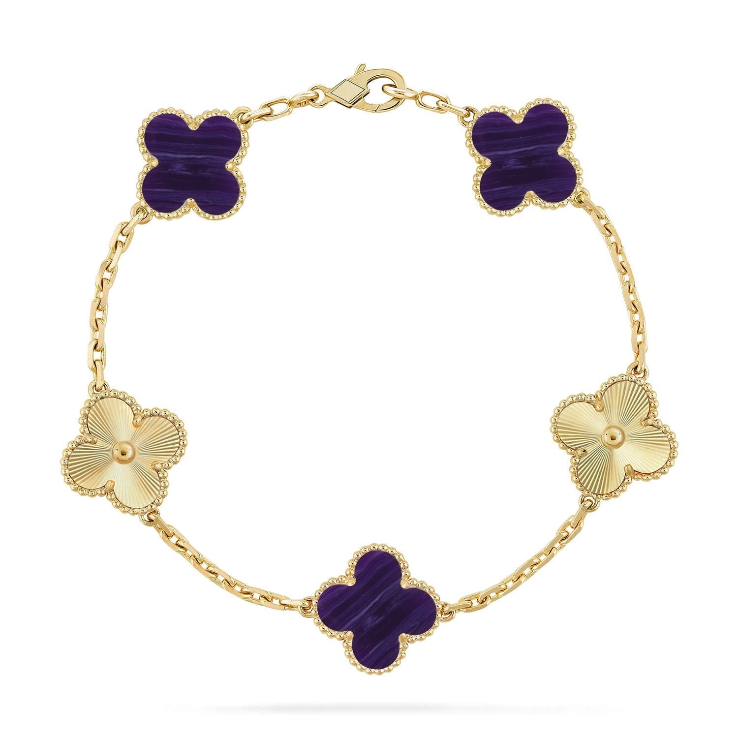 [Timi]New CLOVER 5 MOTIF PURPLE STRIPES BRACELET COLLECTION