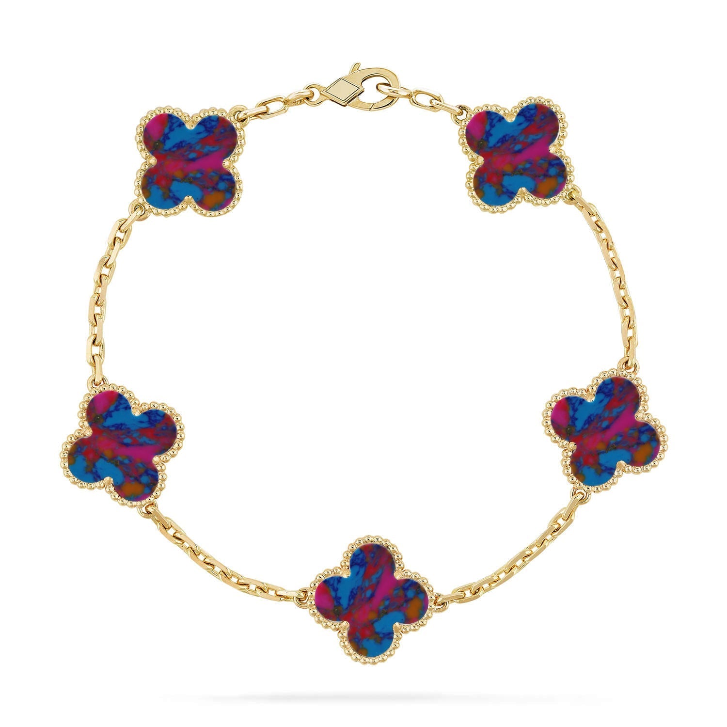 [Timi]New CLOVER 5 MOTIF COLOR GEMSTONES BRACELET COLLECTION