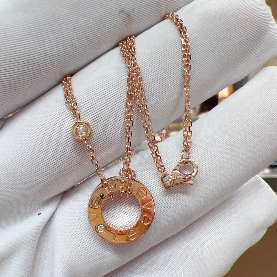 TimiLOVE NECKLACE 16MM 2 DIAMONDS