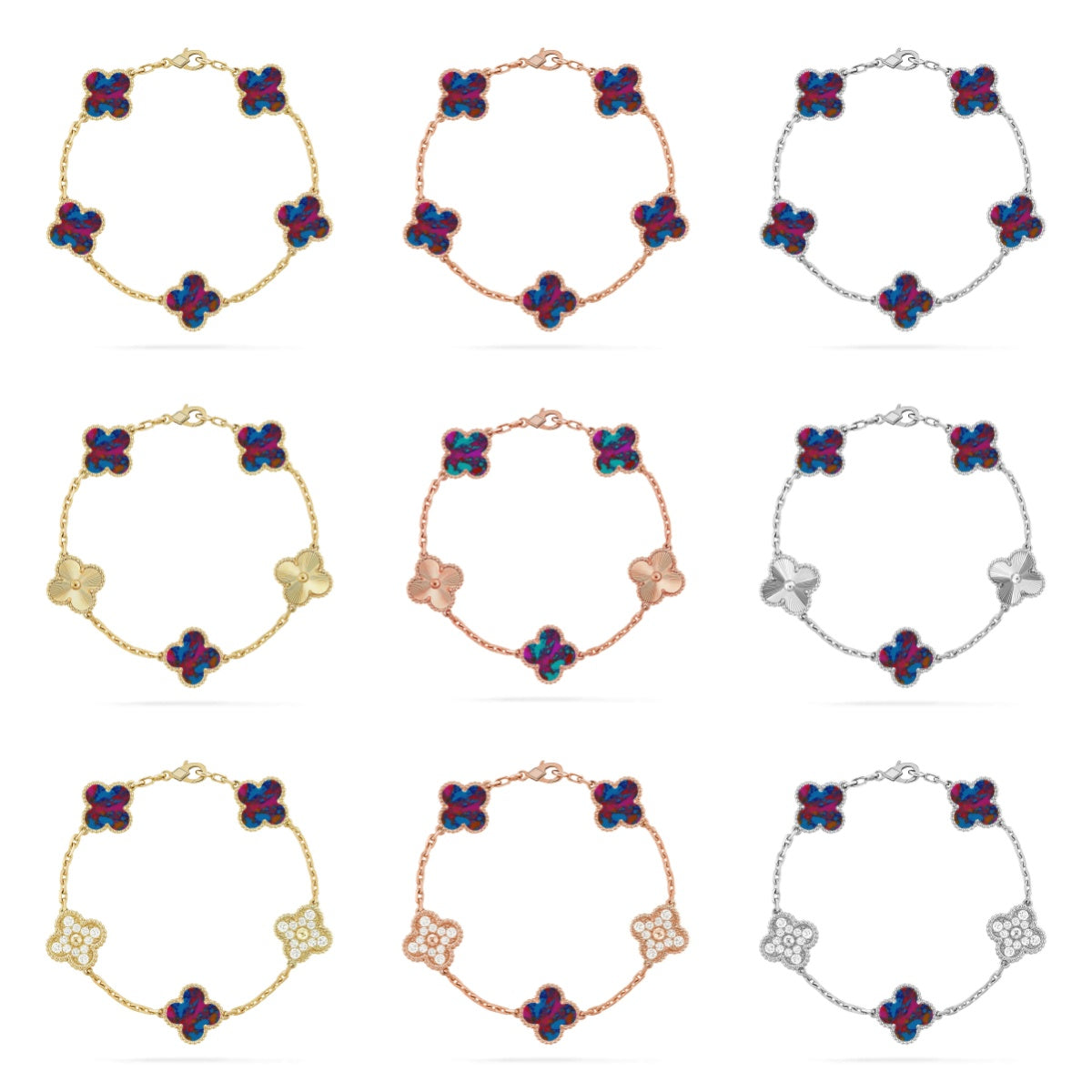 [Timi]New  CLOVER 5 MOTIF ONYXS BRACELET COLLECTION