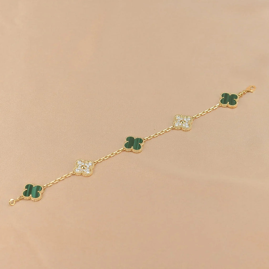 [Timi]New  CLOVER 5 MOTIF MALACHITE BRACELET COLLECTION